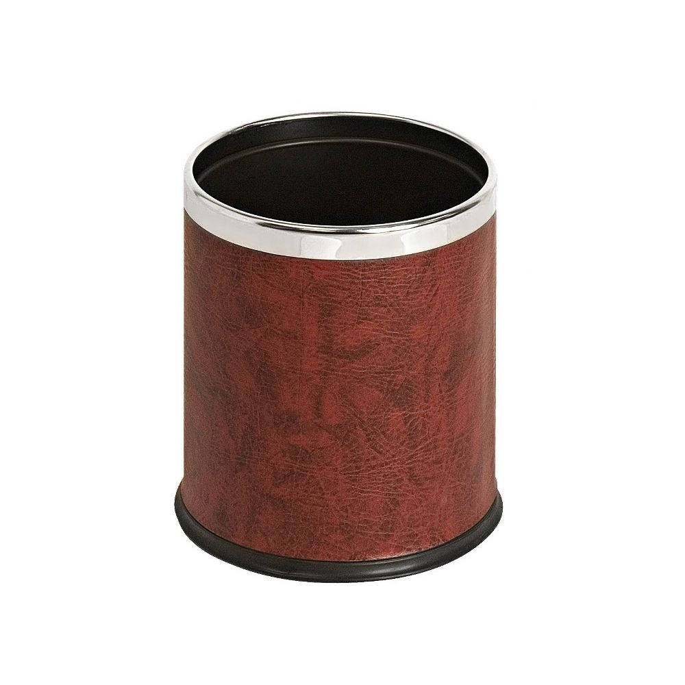 Ronde dubbelwandige papierbak lederlook - bordeaux/chroom
