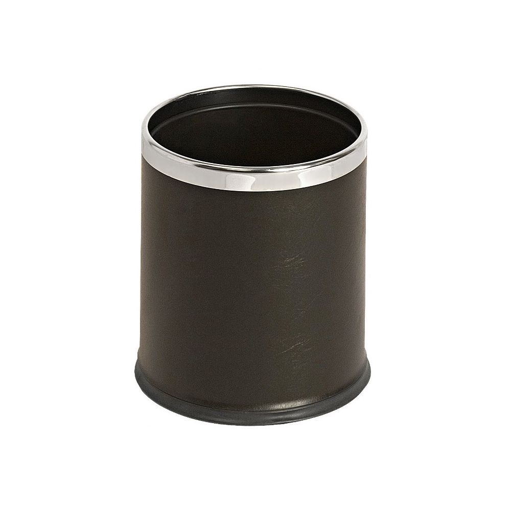 Ronde dubbelwandige papierbak lederlook - zwart/chroom