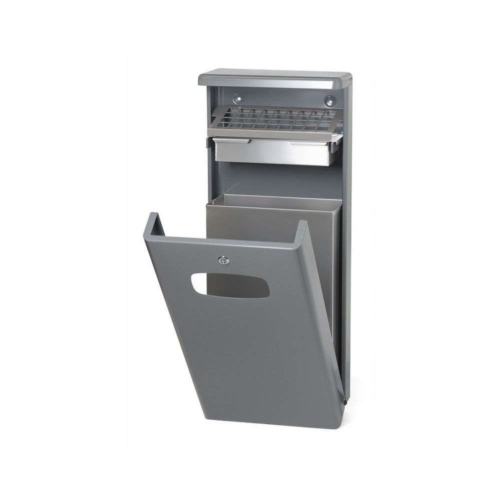 Buitenafvalbak met afdak 32 ltr - grijs