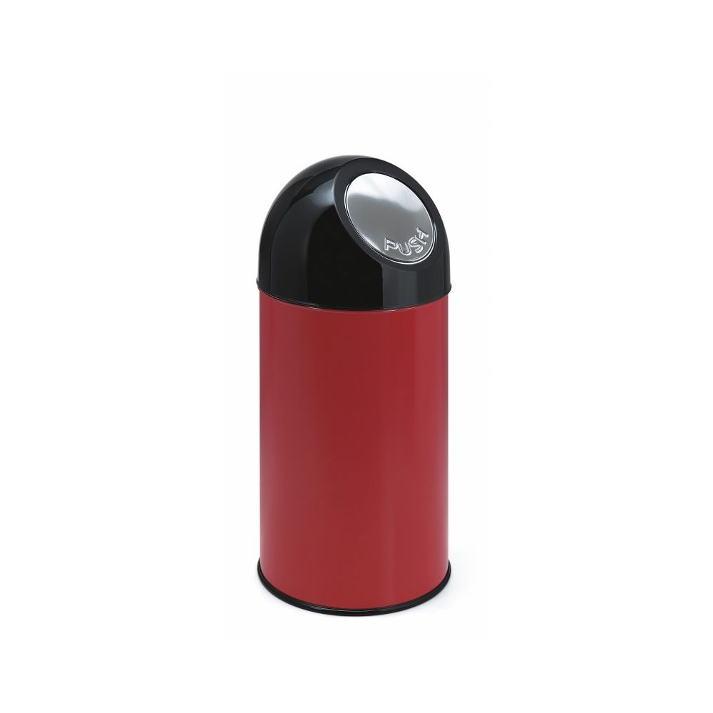 Afvalbak met pushdeksel 40 ltr - rood/ zwart