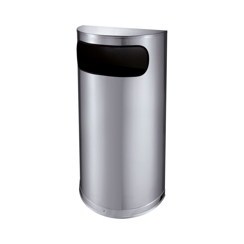 Halfronde afvalbak met zijopening - mat RVS