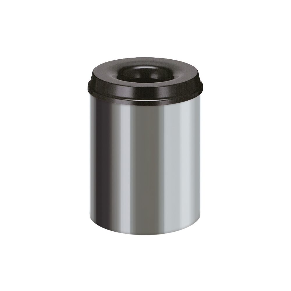 Vlamdovende papierbak RVS 15 ltr - RVS/ zwart