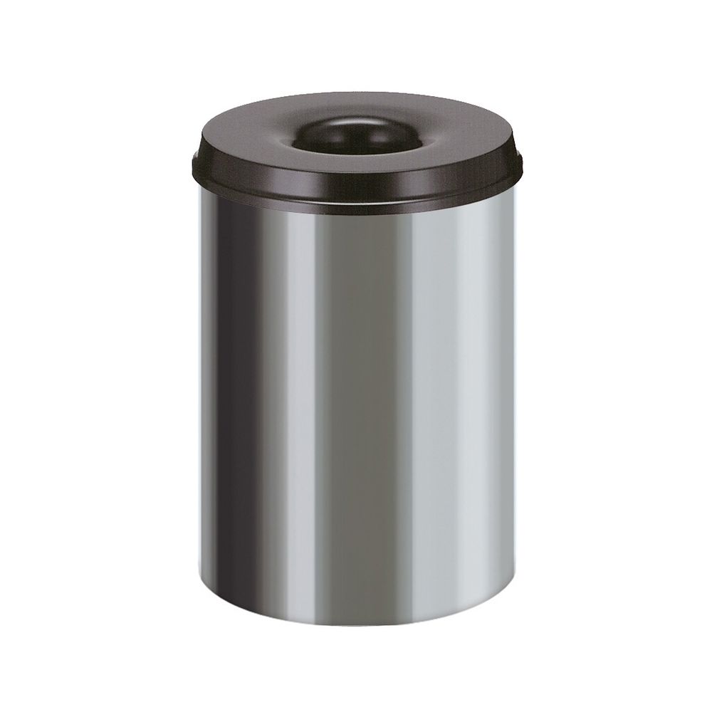 Vlamdovende papierbak RVS 30 ltr - RVS/ zwart