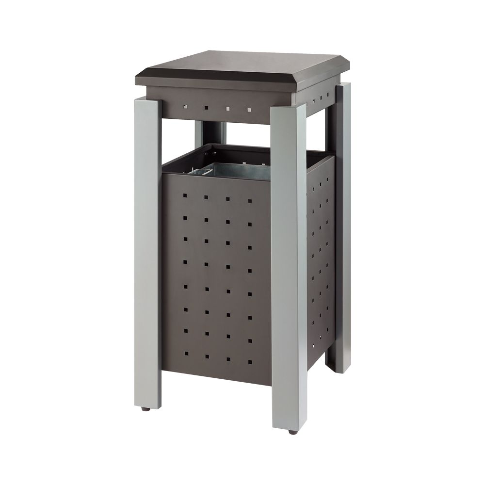 Vierkante buitenafvalbak - donkergrijs/lichtgrijs