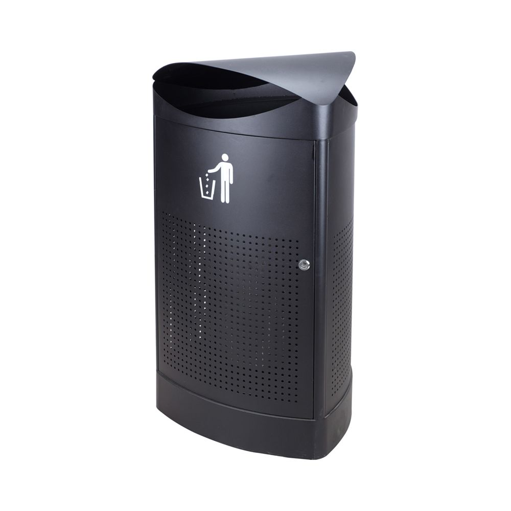 Driehoekige buitenafvalbak - zwart