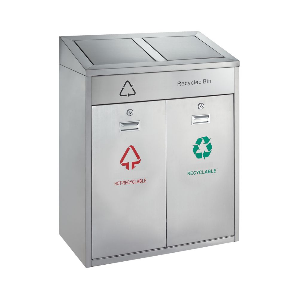 Recycling afvalbak outdoor 2x21 ltr - mat RVS