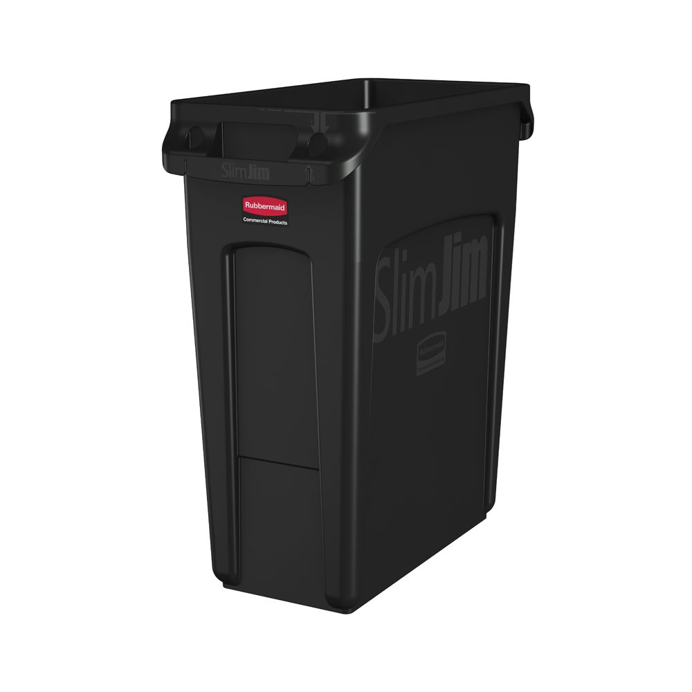 Rubbermaid Slim Jim met luchtsleuven 60 ltr - zwart