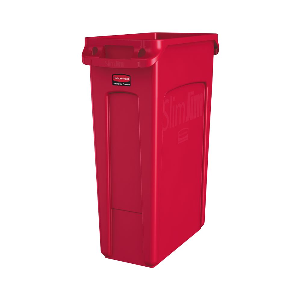 Rubbermaid Slim Jim met luchtsleuven 87 ltr - rood