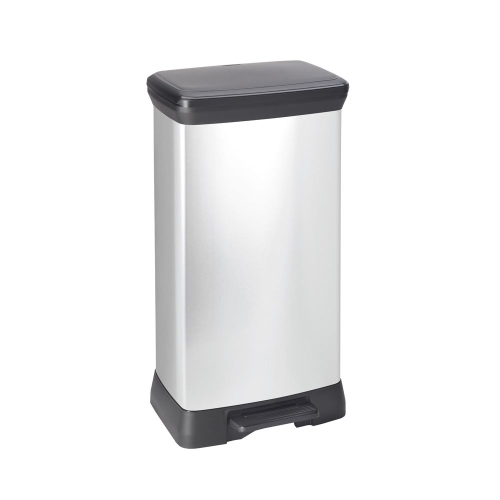 Rechthoekige pedaalemmer Decobin 50 ltr - zilver/zwart