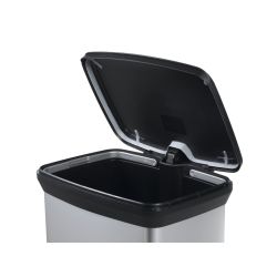 Rechthoekige pedaalemmer Decobin 50 ltr - zilver/zwart