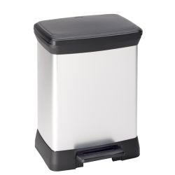 Rechthoekige pedaalemmer Decobin 30 ltr - zilver/zwart