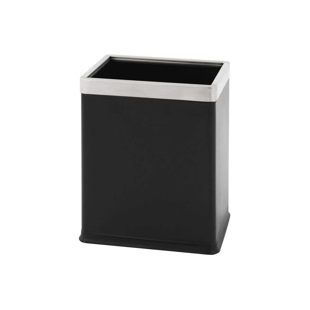 Dubbelwandige papierbak, rechthoekig - zwart, RVS