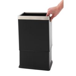 Dubbelwandige papierbak, rechthoekig - zwart, RVS