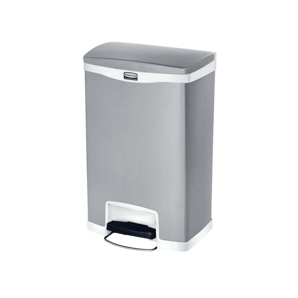 Rubbermaid Slim Jim Step On container Front Step RVS 50 ltr - mat RVS/wit