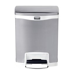Rubbermaid Slim Jim Step On container Front Step RVS 30 ltr - mat RVS/wit