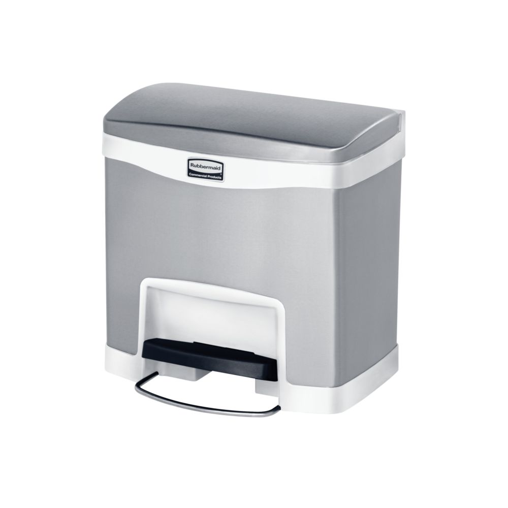 Rubbermaid Slim Jim Step On container Front Step RVS 15 ltr - mat RVS/wit