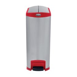 Rubbermaid Slim Jim Step On container End Step RVS 90 ltr - mat RVS/rood