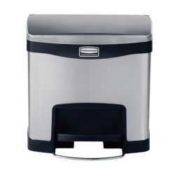 Rubbermaid Slim Jim Step On container Front Step RVS 15 ltr - mat RVS/zwart
