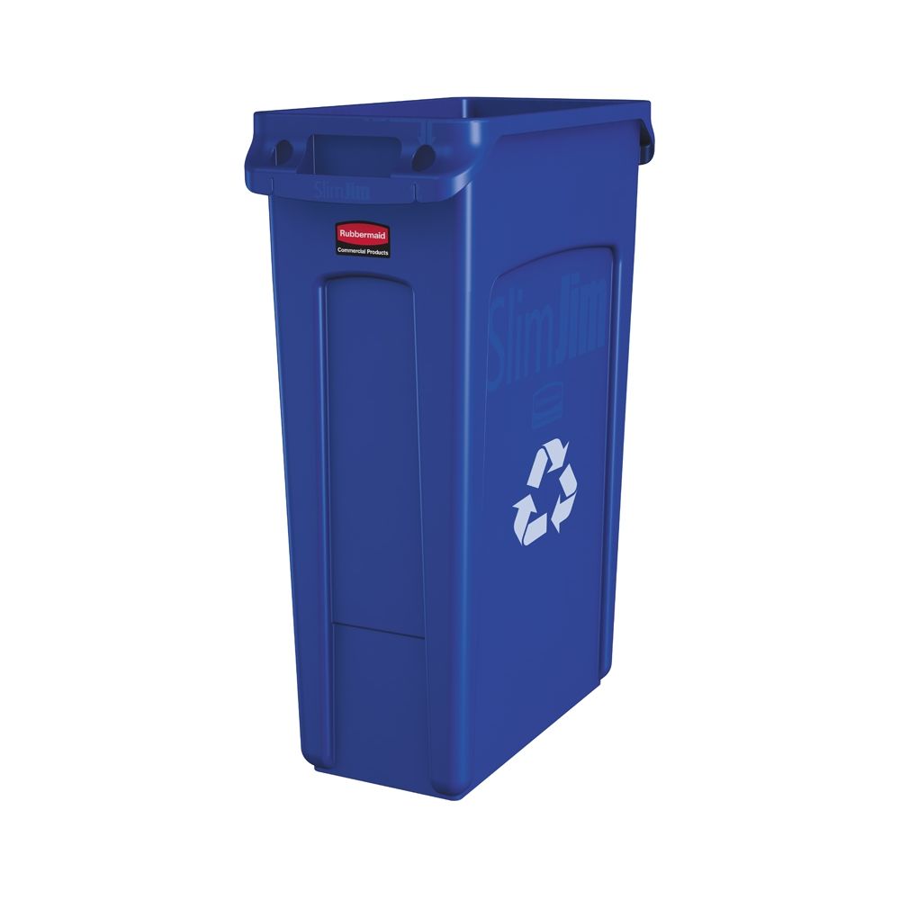 Rubbermaid Slim Jim met luchtsleuven 87 ltr - blauw