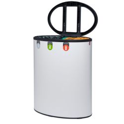 Lune Binc afvalbak 3-stromen met open deksel - wit