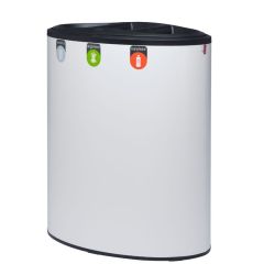 Lune Binc afvalbak 3-stromen met open deksel - wit