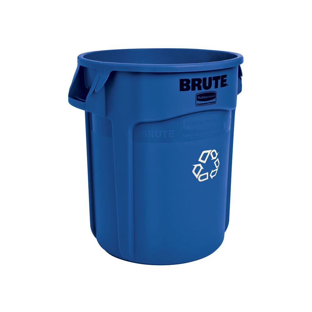 Rubbermaid ronde Brute container 75,7 ltr - blauw met recyclingsymbool