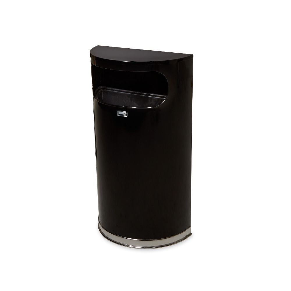 Rubbermaid afvalbak Designer halfrond met binnenbak van kunststof 34 ltr -  zwart/chroom