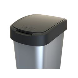 Afvalbak Twist 50 ltr - zilver/zwart