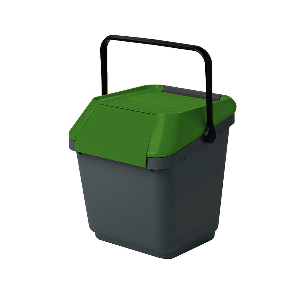 Stapelbare afvalbak Easymax 35 ltr grijs - groen