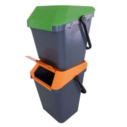 Stapelbare afvalbak Easymax 35 ltr grijs - groen