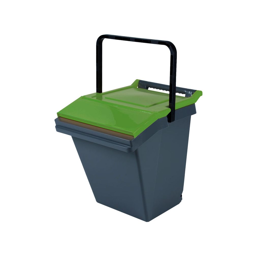 Stapelbare afvalbak Easytech 40 ltr - grijs/groen