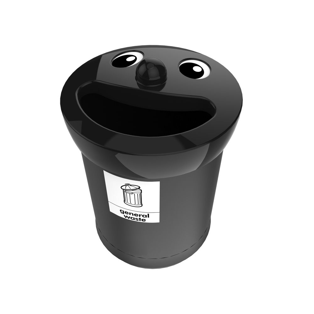 Afvalbak Smiley Face Bin 52 ltr general waste - zwart 
