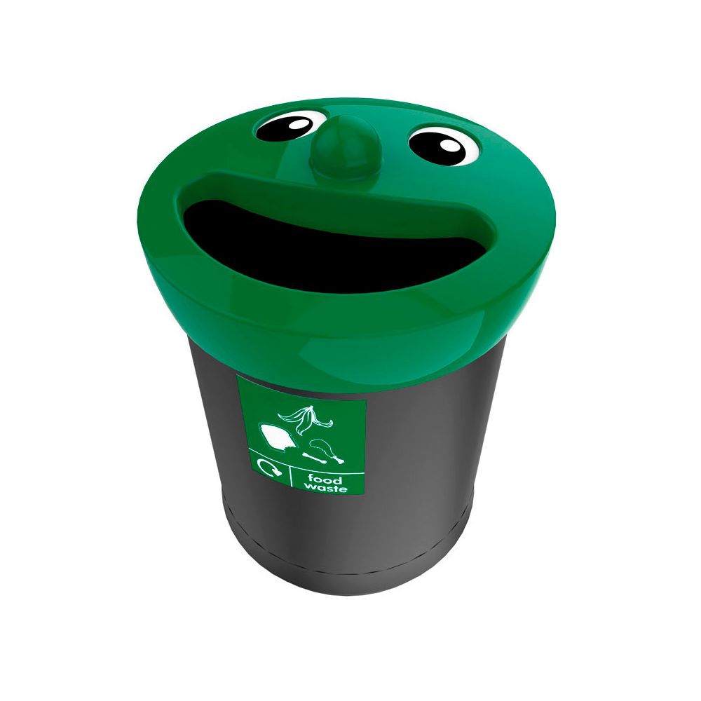 Afvalbak Smiley Face Bin 52 ltr food waste - zwart/groen