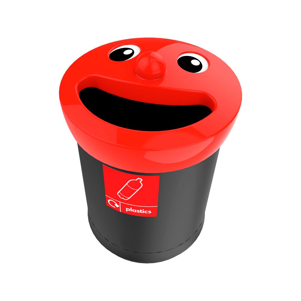 Afvalbak Smiley Face Bin 52 ltr plastics - zwart/rood