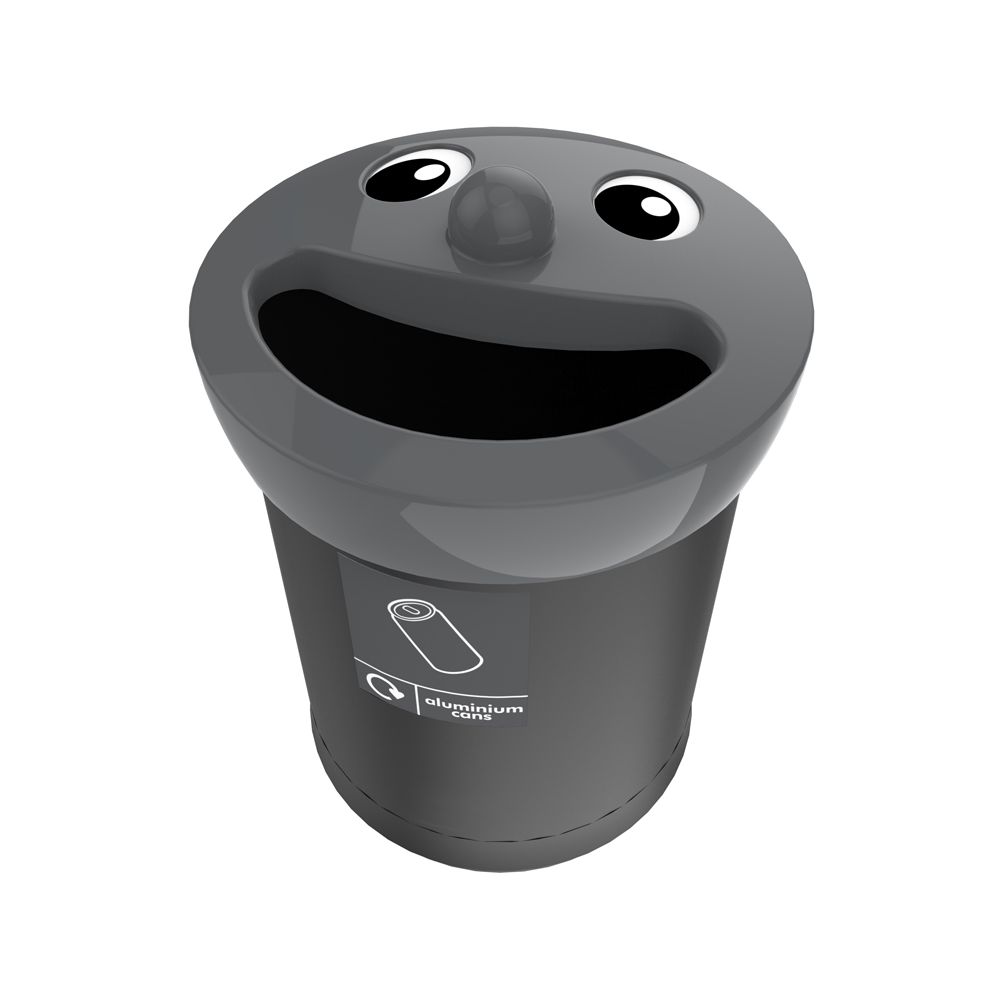 Afvalbak Smiley Face Bin 52 ltr aluminium cans - zwart/grijs
