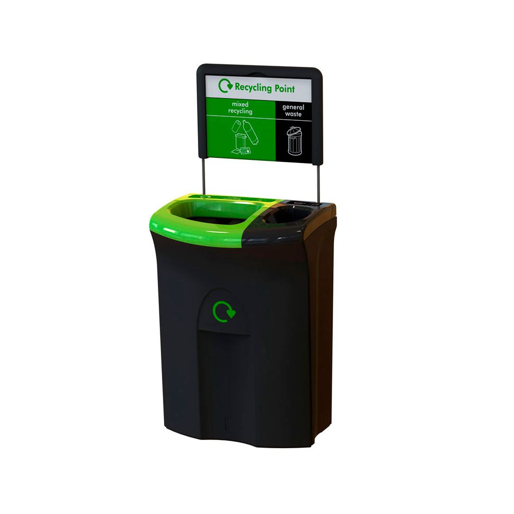 Recycling unit Meridian 110 ltr -  Double open/open zwart/groen