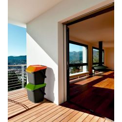 Stapelbare afvalbak Easymax 35 ltr grijs - oranje