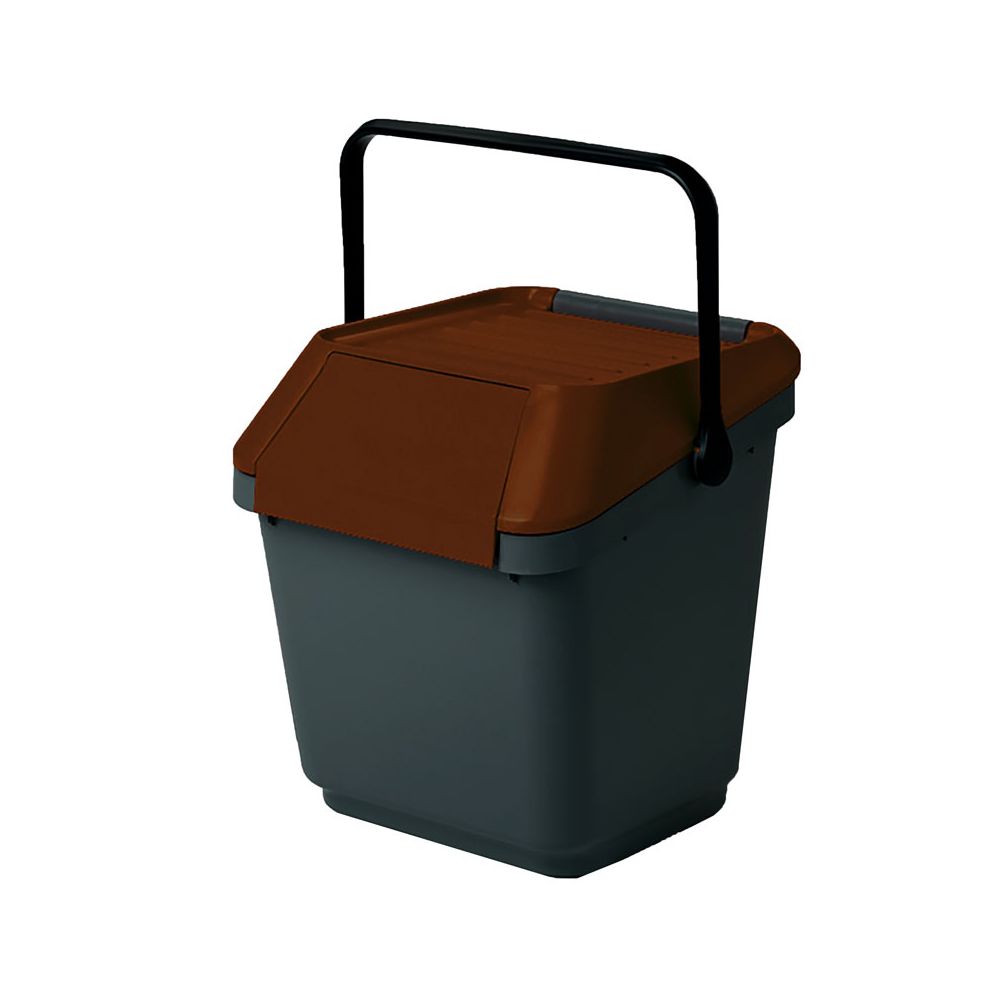 Stapelbare afvalbak Easymax 35 ltr grijs - bruin