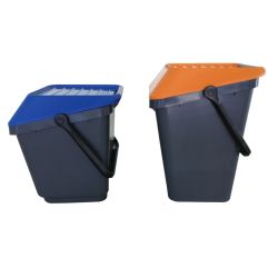 Stapelbare afvalbak Easymax 35 ltr grijs - blauw