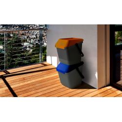 Stapelbare afvalbak Easymax 35 ltr grijs - blauw