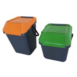 Stapelbare afvalbak Easymax 45 ltr grijs - oranje