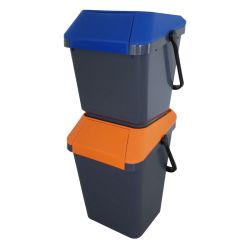 Stapelbare afvalbak Easymax 45 ltr grijs - oranje