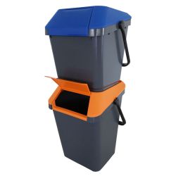 Stapelbare afvalbak Easymax 45 ltr grijs - oranje