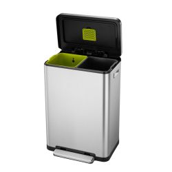EKO X-Cube recycling pedaalemmer 20+20 ltr - mat RVS