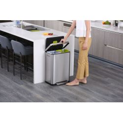 EKO X-Cube recycling pedaalemmer 20+20 ltr - mat RVS