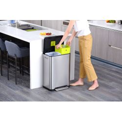 EKO X-Cube recycling pedaalemmer 20+20 ltr - mat RVS