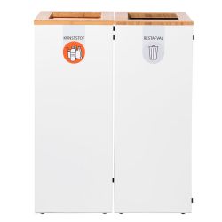 Lune afvalinzamelingsunit Paxa Large 65 ltr - wit/bamboe/grijs