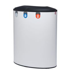 Lune Binc afvalbak 3-stroom met gesloten deksel - wit/zwart