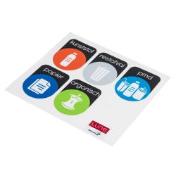 Lune Binc afvalbak 3-stroom met gesloten deksel - wit/zwart