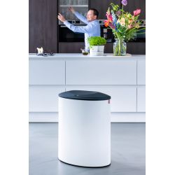Lune Binc afvalbak 3-stroom met gesloten deksel - wit/zwart